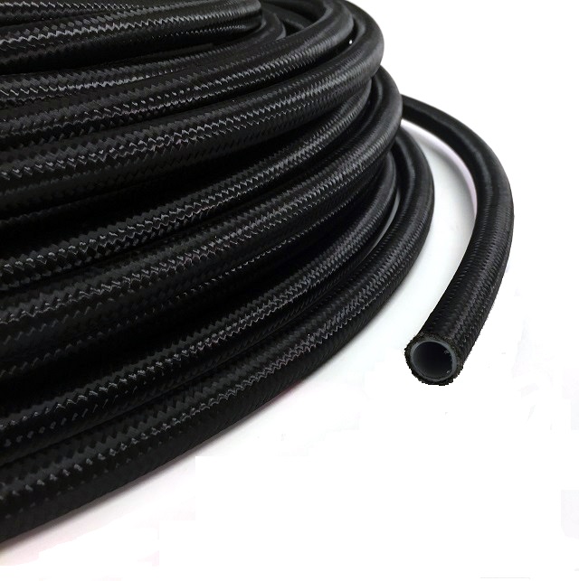 nylonomspunnen-PTFE-slang-svart-2 AN12 nylon braided PTFE hose - Image 1